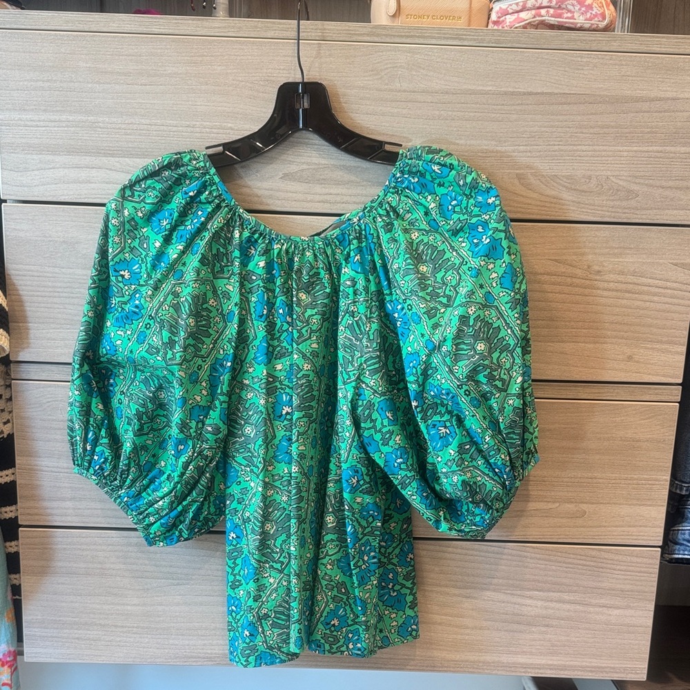 RHODE Green and Blue Patterned Blouse - image 1